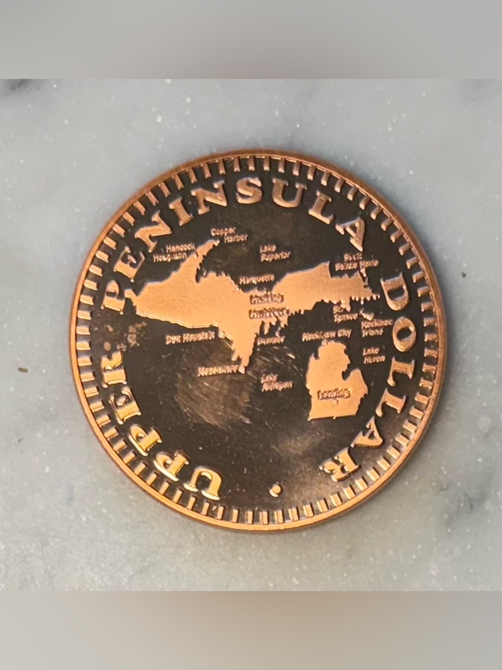 1 oz. (.999) Pure Copper Coin Upper Peninsula Dollar Coin NEW